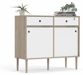 Tvilum Bufet cu 2 sertare in decor de stejar Culoare alb, ELISEO