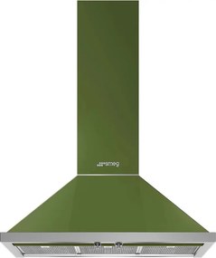 Hota decorativa SMEG Portofino KPF9OG, 275 W, A+, 781 m³/h, 3 viteze, 3 filtre, Supapa, Otel inoxidabil, LED, Verde