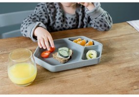 Farfurie pentru copii gri din silicon 16x25 cm – Kindsgut