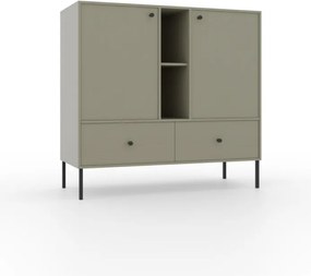 Comodă cu doua usi si doua sertare, 100x41x95cm, Tili System, ADRK Furniture (Culoare: Bej nisip / Bej nisip)