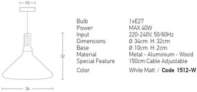 Lustra, Pendul design nordic White