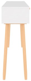 Masa consola alb 105x30x75 cm lemn masiv pin si ratan natural 1, Alb