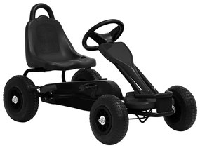 vidaXL Mașinuță kart cu pedale și roți pneumatice, negru
