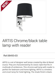 Aplica cu reader LED stil clasic design elegant ARTIS crom/negru