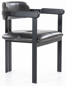 Scaun Morris din piele si metal negru
