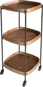 Gheridon, Mini Bar cu roti pentru bauturi si sticle Walnut