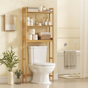 kleankin Raft din bambus pentru depozitare deasupra toaletei, Org | Aosom Romania