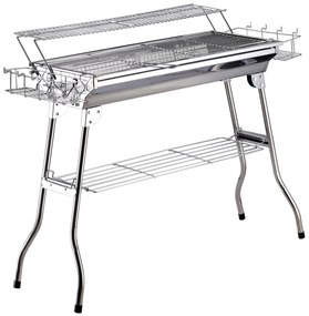 Gratar in otel inoxidabil OutSunny, Picioare Pliabile, 2 grile 100x43x68cm | Aosom RO