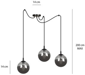 Suspensie Gigi 3 Bl Grafit 937/3 Emibig Lighting, Modern, E14, Polonia