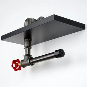 Suport de hârtie igienică cu raft BORU negru