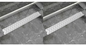 vidaXL Rigolă liniară de duș, 2 buc. 830x140 mm oțel inoxidabil, linii