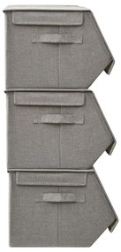 Set cutii depozitare stivuibile, 4 buc., gri, tesatura 4, 38 x 25 36.5 x 25 cm, Gri, 1, Gri