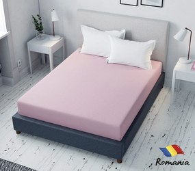 Cearceaf de pat roz cu elastic Evostar bumbac100% ranforce /90x200 cm dimensiune standard