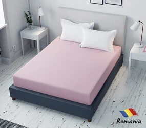 Cearceaf de pat roz cu elastic Evostar bumbac100% ranforce /90x200 cm dimensiune standard