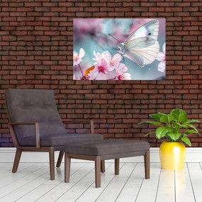 Tablou - Fluture pe un cireș (90x60 cm)
