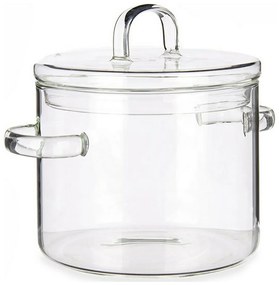 Oală cu capac sticlă borosilicată transparent (14,5 x 15,8 x 20 cm)