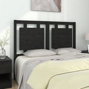 vidaXL Tăblie de pat, negru, 125,5x4x100 cm, lemn masiv de pin