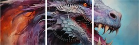 Tablou - Ilustrație a unui dragon (cu ceas) (90x30 cm)