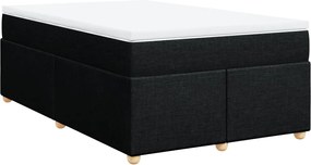 vidaXL Pat box spring cu saltea, negru, 120x200 cm, textil