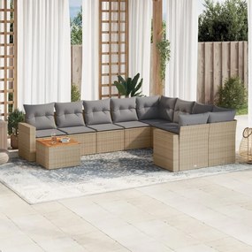 vidaXL Set canapele de grădină cu perne, 10 piese, bej, poliratan