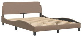 373162 vidaXL Cadru de pat cu tăblie, cappuccino, 120x200 cm, piele ecologică