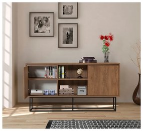 Comodă în culoare naturală joasă cu aspect de lemn de nuc 140x72 cm Rodez – Kalune Design