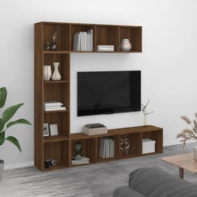 3152715 vidaXL Set dulap TV/cărți, 3 piese, stejar maro, 180x30x180 cm