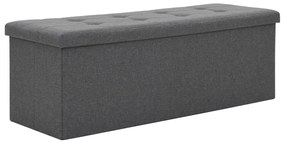 247085 vidaXL Bancă depozitare pliabilă, aspect pânză 110x38x38cm, gri închis