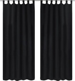 vidaXL Draperii micro-satin cu bride, 2 buc, 140 x 225 cm, negru
