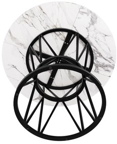 Masă rotundă pentru 4 persoane, Alb+Negru | Aosom Romania