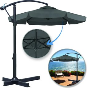 Umbrela de soare pliabila pentru gradina ARCADIA 300 cm, gri