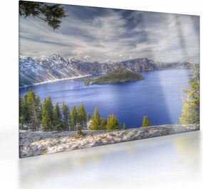 Tablou pe sticlă lacul montan (70x50 cm)