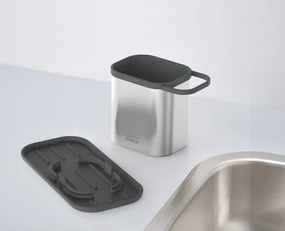 Suport pentru accesorii de spălat argintiu lucios din metal Duo Steel – Joseph Joseph