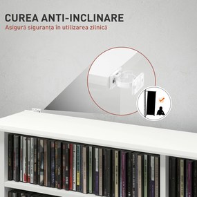 HOMCOM Mobilier Bibliotecă cu 16 Rafturi pentru 720 CD-uri din Lemn 106.5x24x126.3 cm Negru | Aosom Romania