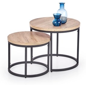 Set 2 buc. măsuțe de cafea Ozell (stejar san remo + negru). 1039434