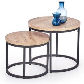 Set 2 buc. măsuțe de cafea Ozell (stejar san remo + negru). Promo -6%. 1039434