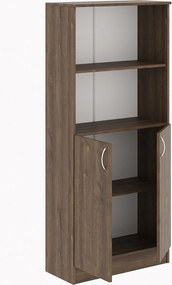 Biblioteca Flint, cu Usi Inferioare si O Polita, Stejar Bronz, 70 x 32 x 159 cm