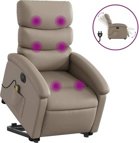 vidaXL Fotoliu electric masaj rabatabil cu ridicare, cappuccino