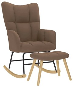 vidaXL Scaun balansoar cu suport picioare, maro, material textil