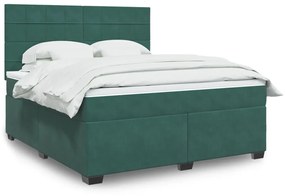 3293281 vidaXL Pat box spring cu saltea, verde închis, 180x200 cm, catifea