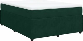 vidaXL Pat box spring cu saltea, verde închis, 140x190 cm, catifea