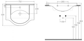 Lavoar ceramic cu aripi V75 75x48 cm