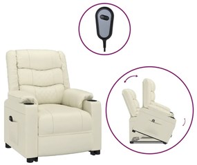 3143464 vidaXL Fotoliu cu ridicare, crem, piele ecologică