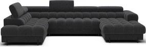 Colțar gri închis extensibil cu tapițerie din țesătură bouclé (cu colț pe partea stângă/în formă de "U") Feraria – ELTAP