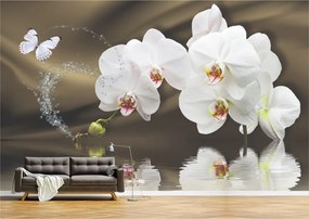 Tapet Premium Canvas - Flori albe si fluture