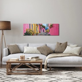 Tablou - Alee roz (cu ceas) (90x30 cm)