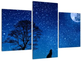 Tablou - Lupul urlând la lună (90x60 cm)