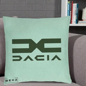 Perna Personalizata cu emblema Dacia, 40x40 cm, Verde Menta, Husa Detasabila, Perna Inclusa, BEKZ®