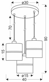 Lustră pe cablu ASSAM 3xE27/60W/230V negru