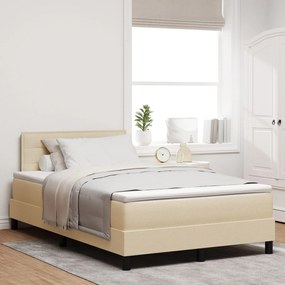 vidaXL Pat cu șasiu și saltea crem 120x190 cm din țesătură